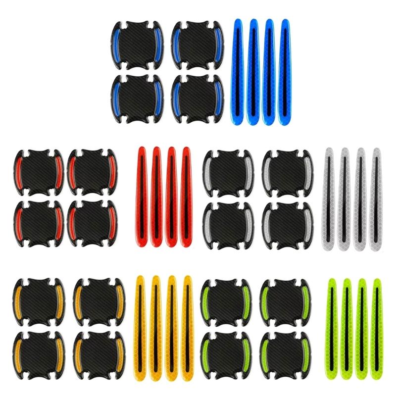 High Visibility Reflective Car Handle Protectors with Grip Texture Multipurpose Auto Door Handle 8pcs for Night Safety