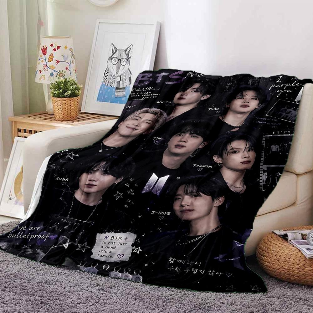 1pc Bts Youthful Energy Flannel Blanket for Super Soft Cute Comfort Blanket for Travel Bedding Couch Sofa Blanket Y72328