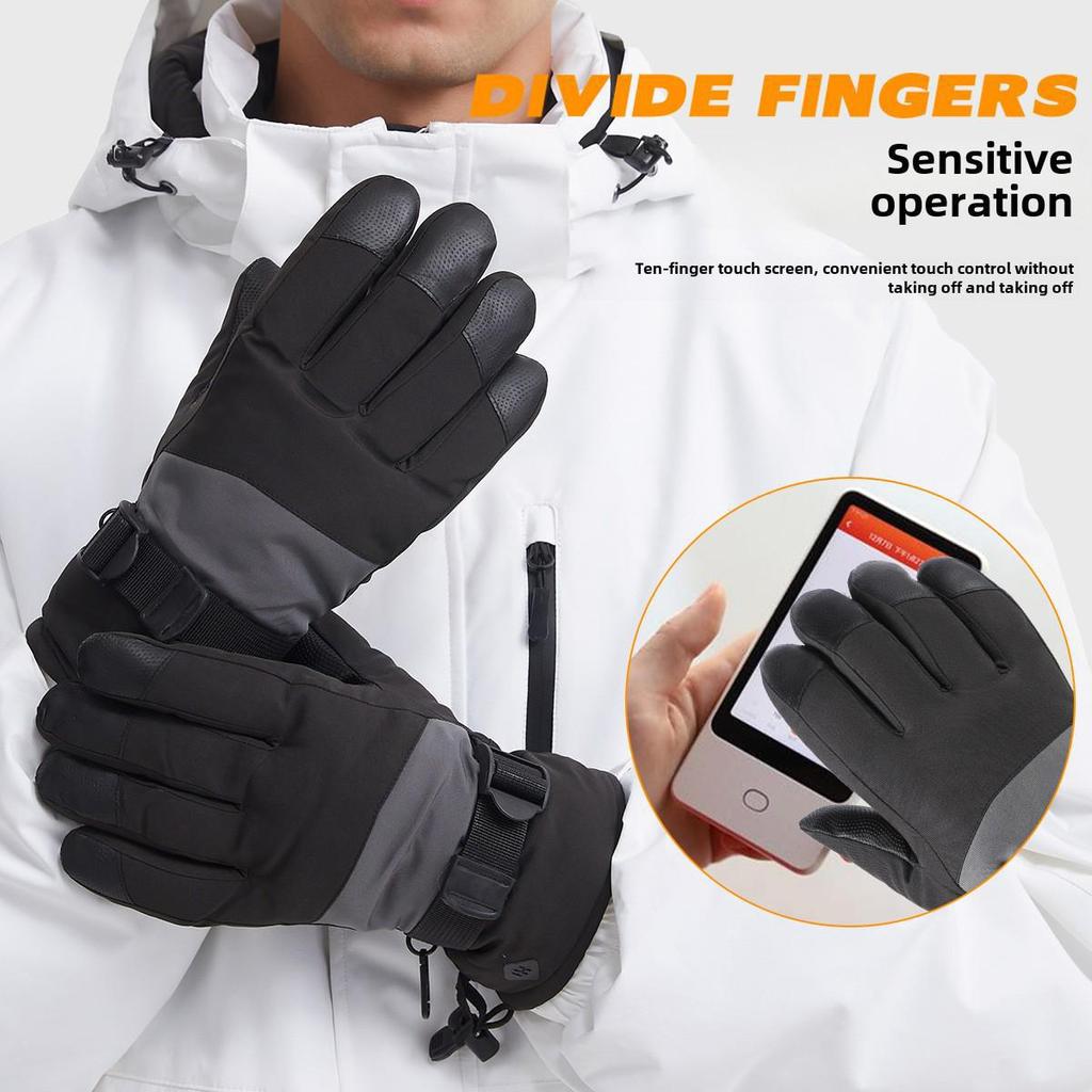 Waterproof Winter Ski Gloves: Warm, Thick, Wear-Resistant, Split-Finger Design for Cycling and Outdoor Use