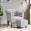 Vidaxl Club Armchair with Footstool, White, Upholstered with Faux Leather