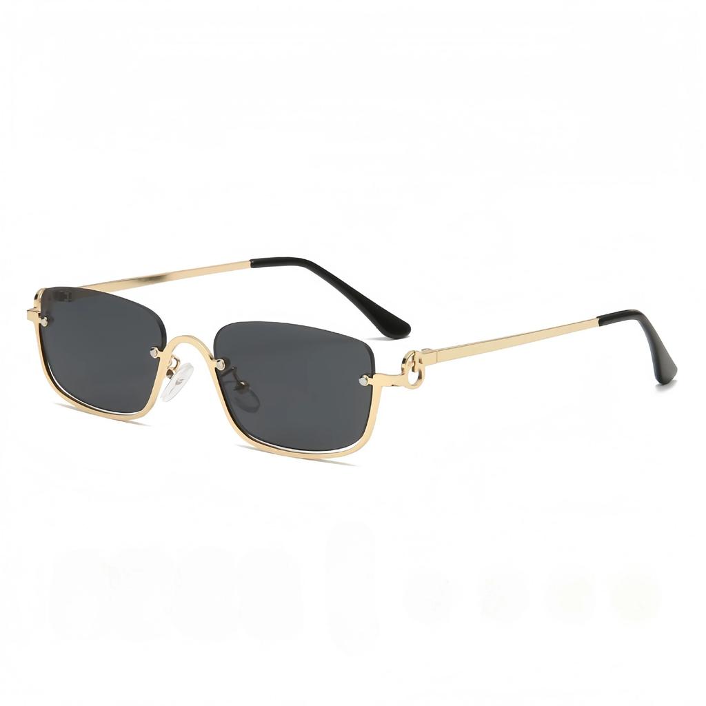 Square Small Frame Sunglasses For Women Fashionable And High-End Half Frame Sunglasses Trendy Sunglasses Uv Resistant
