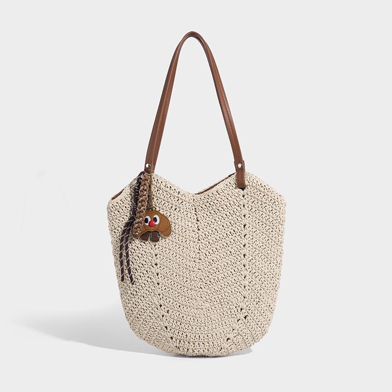 Cross-Border Lazy Style Woven Bag for Women Summer 2025 New Beach Vacation Large Capacity Shoulder Tote Bag