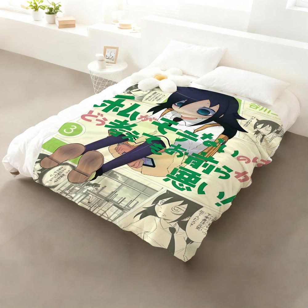 Anime Watamote Throw Flannel Throw Blanket: Soft Kid-Friendly Warm Anti-Static All Season Washable Couch Bed Home