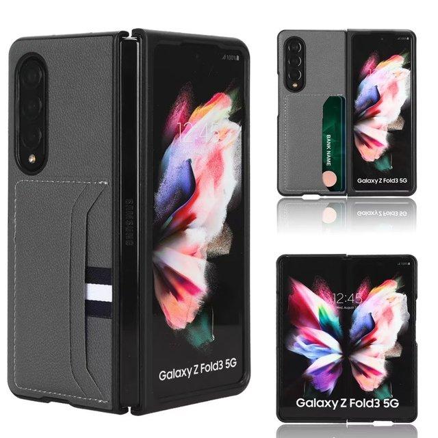 High Quality For Samsung Galaxy Z Fold3 2 3 Fold 4 5g Case Litchi Pattern Card Leather Cover