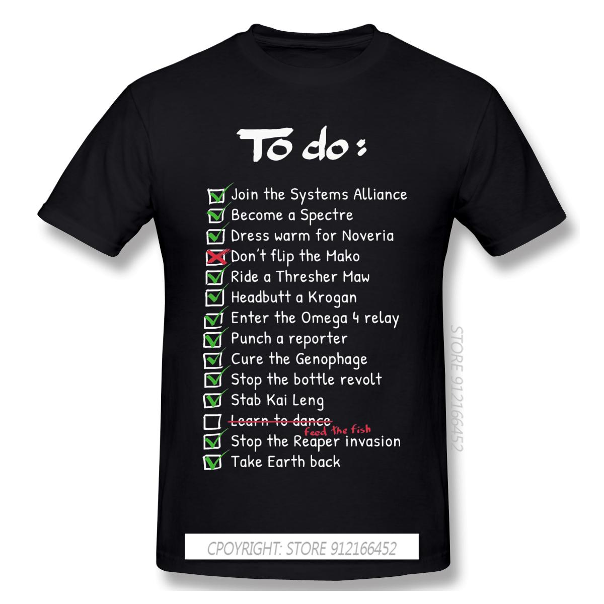 

Commander Shepards To Do List T Shirt Men s Men White Mass Effect Printing Large TShirts Cotton Tops - Men s Summer Cotton Gr... 5XL різнокольоровий