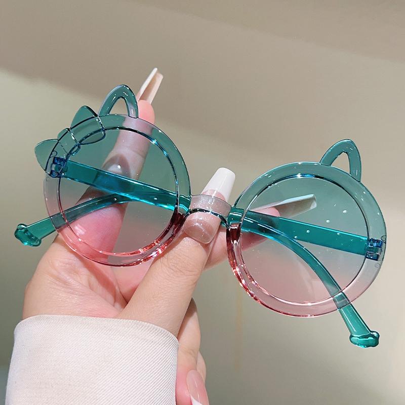 1/7 Pcs Round Children Sunglasses New Cute Cat Shaped Candy Color Decor Shades for Girls Trendy Stylish Kids Sun Glasses