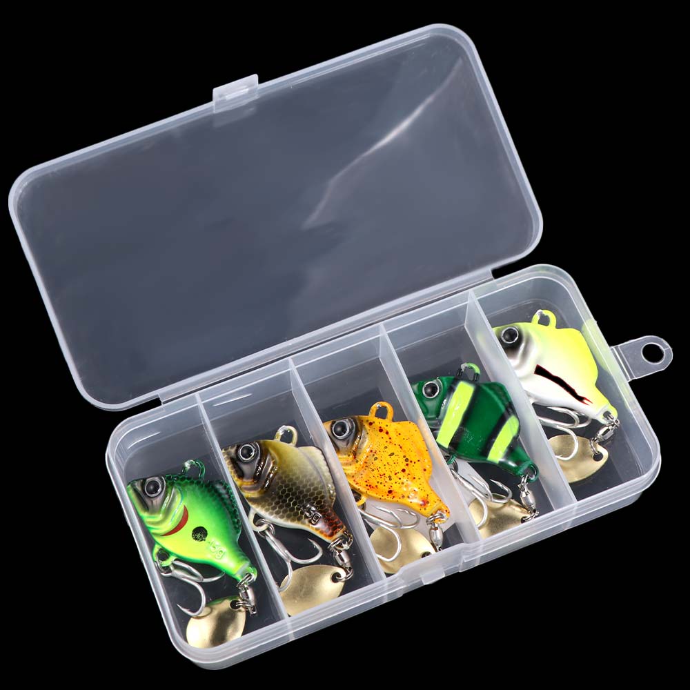 5pcs with Box Fishing Lures Kit Rotating Glitter Fishing Lures Hooks Fishing Tool