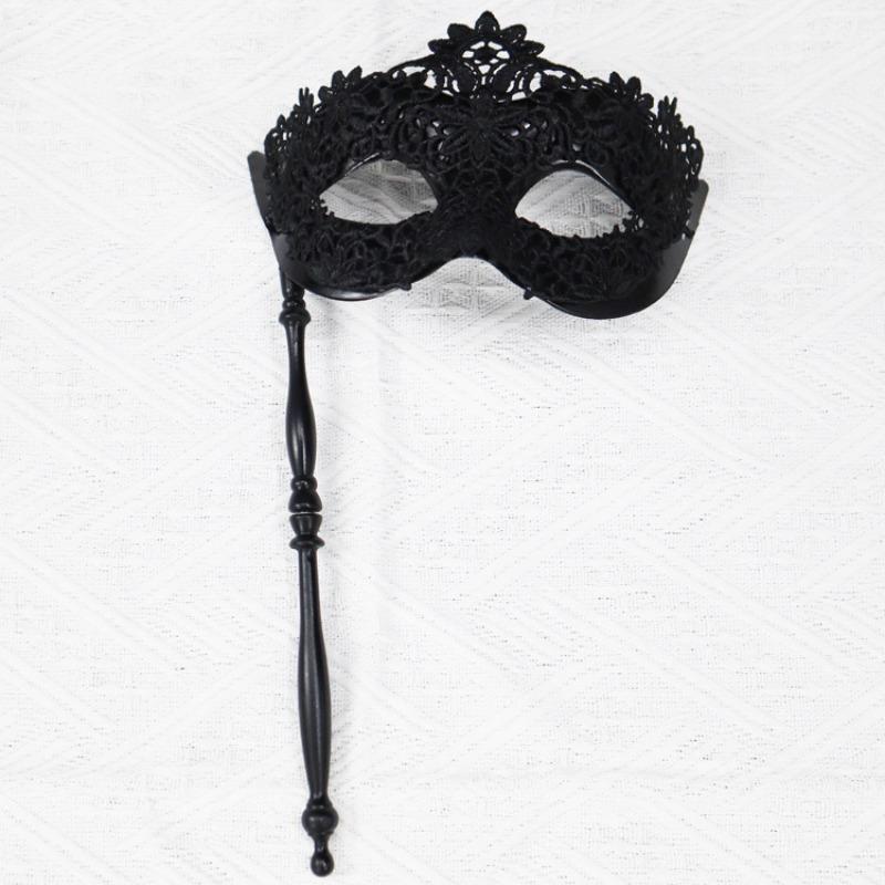 Meier Handheld lace half face mask carnival party masquerade mystery mask Handheld six petals