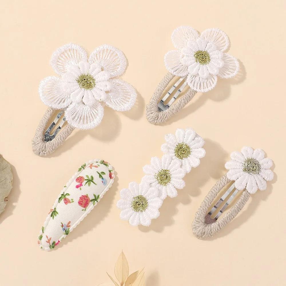 BABY SCHLEIFEN 5Stk/Set Süße Blume Pony Haarspange Mädchen Haarspange Ins Stil Gänseblümchen Haarnadel Mode Ornamente Haarschmuck