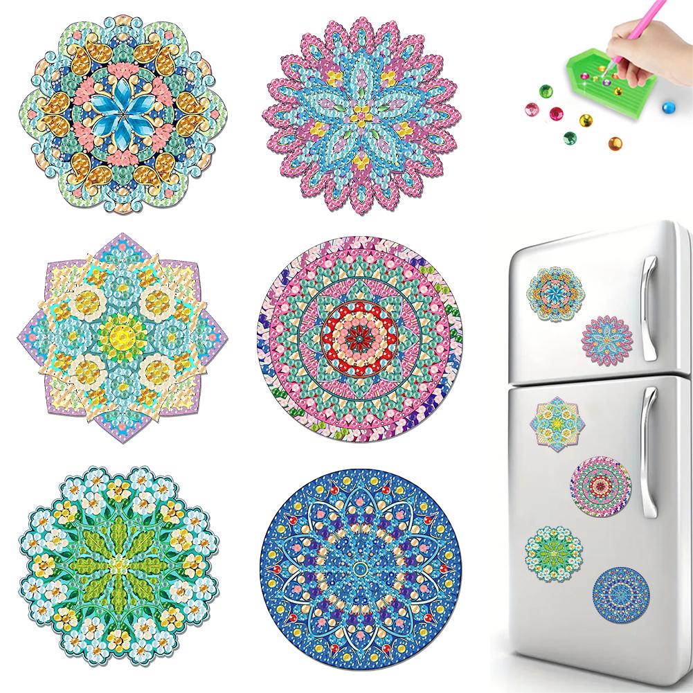 6Pcs Acrylic DIY Diamond Art Refrigerator Magnet Crystal Sparkling Diamond Magnets Set for Refrigerator Mailbox Decor