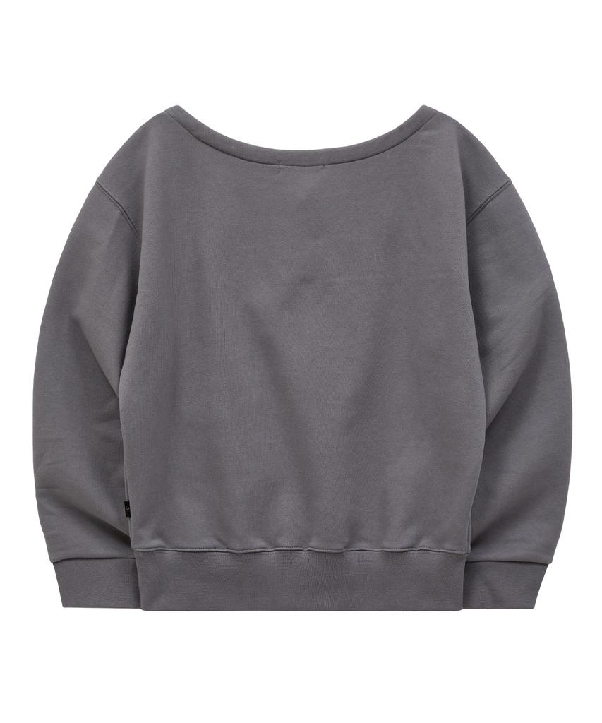 WAIKEI Mellow Dream Off-Shoulder Sweatshirt Charcoal