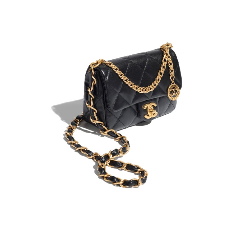 Chanel Lambskin Flap Bag, Handbag, Shoulder Bag, Crossbody Bag Women's Black AS4012-B10669-94305