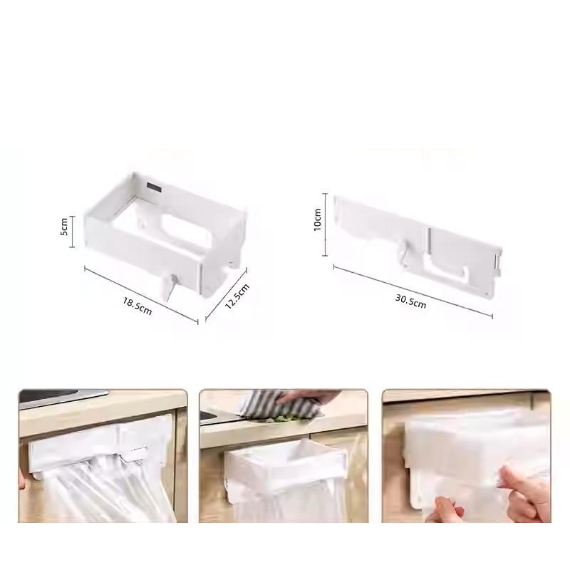 1 Unidad Soporte Plegable Portátil para Bolsas de Basura Estante de Basura Montado en la Pared Estante Colgante Para Baño Cocina Estante de Almacenamiento Sin Taladro