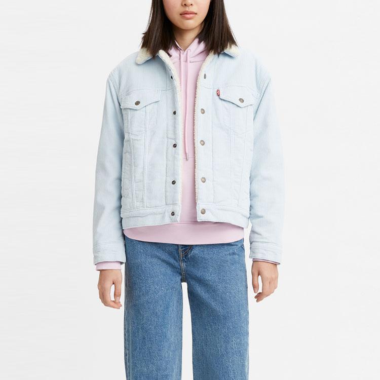 Levis Faux Shearling Warm Denim Jacket Winter Fleece Coat Women Jackets Light-Blue 36137-0047