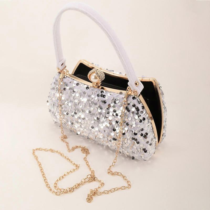 Glitter Sequins Evening Bag for Women Girls Fashion Shoulder Bag All-matching Wedding Purse Shiny Banquet Clutch Handbag  Gold