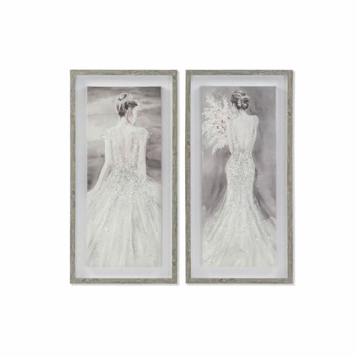 Cadre 40 x 3,8 x 80 cm femme romantique (2 unités)