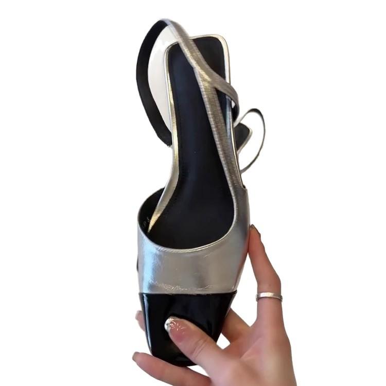 Mode 2025 Neue Damen Temperament Geschlossene Zehen Farbpassende Dicke Absatz Sandalen Modische Eckige Zehenpartie mit Offener Ferse Niedrigabsatzschuhe