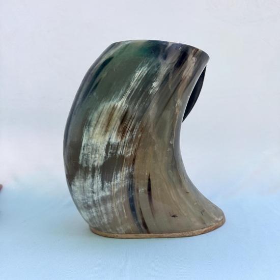 Handmade Viking Horn Mug, Genuine Natural Curved Tankard, Rustic Norse Bar Decor Gift