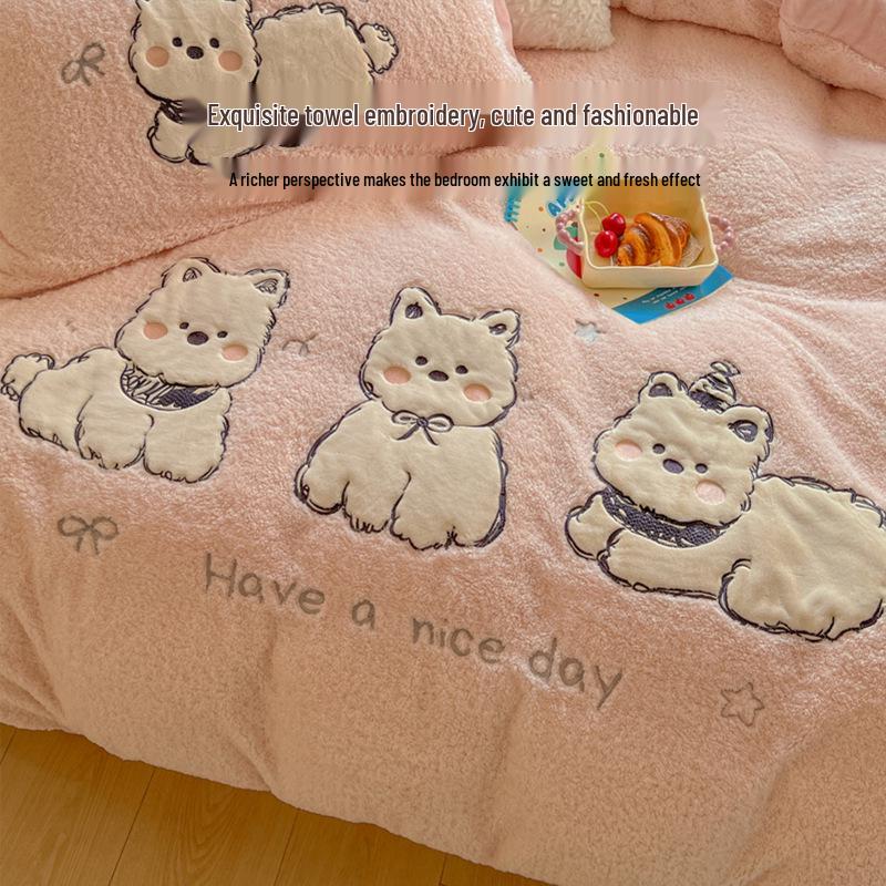 Winter Plush Velvet Bedding Set: Flannel Fleece Sheets & Teddy Duvet Cover