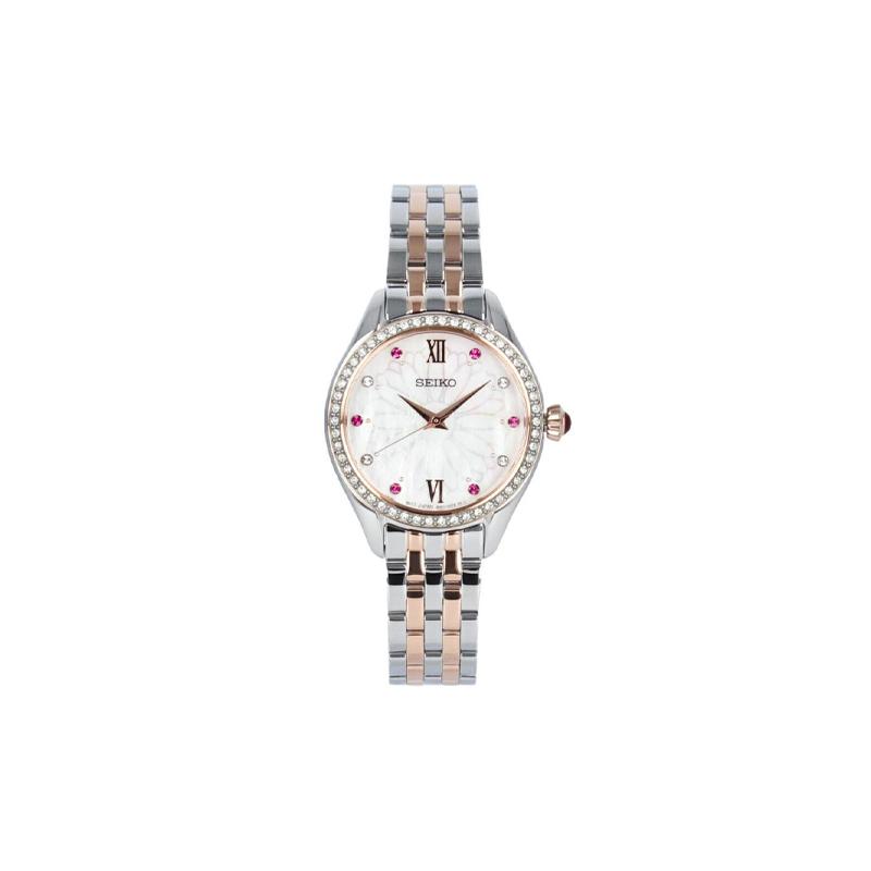 SEIKO 50m Waterproof Quartz Steel Strap 29mm Women s Watch White Dial SUR542P белый