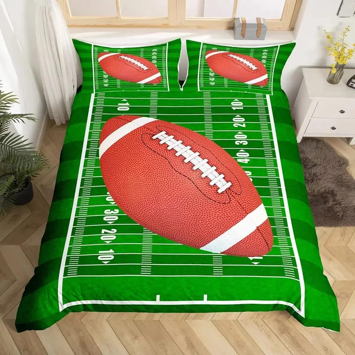 

American Football Duvet Cover Set Full Size Sports Games Bedding Set Soccer Field Comforter Cover For Boys Teens Quilt Covers EU Twin(135x200cm)