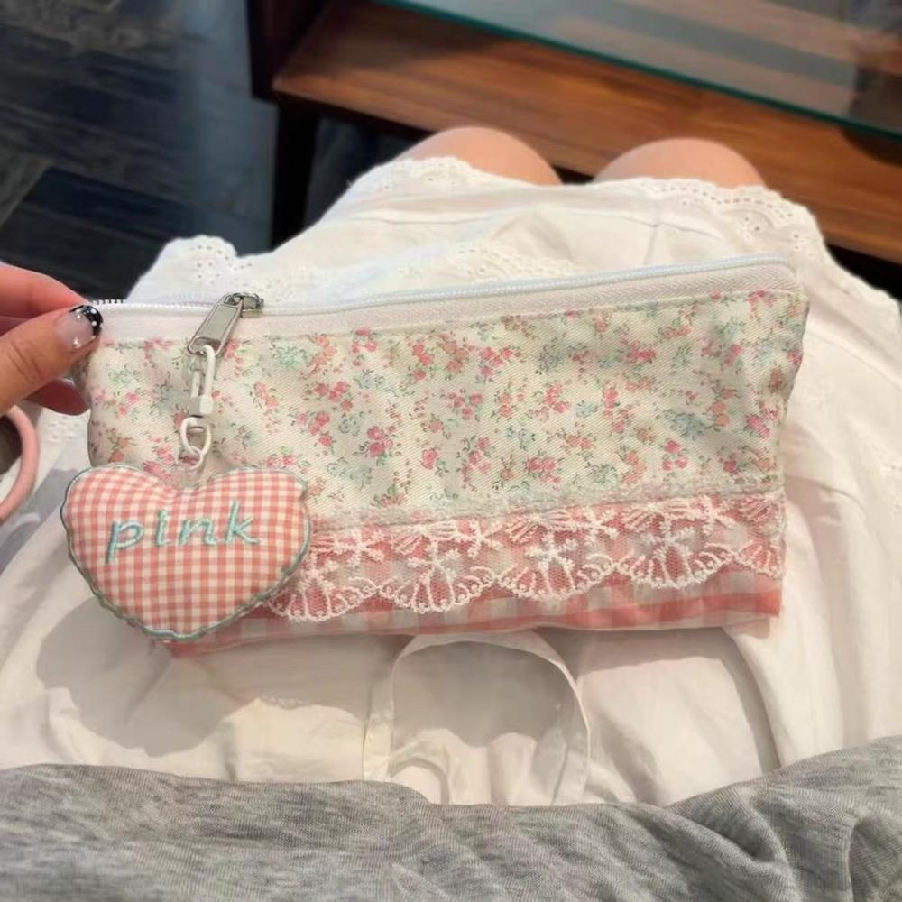 New Lace Floral Design Pen Bag Large Capacity Multifunctional Pencil Case Stationery Bag Gift