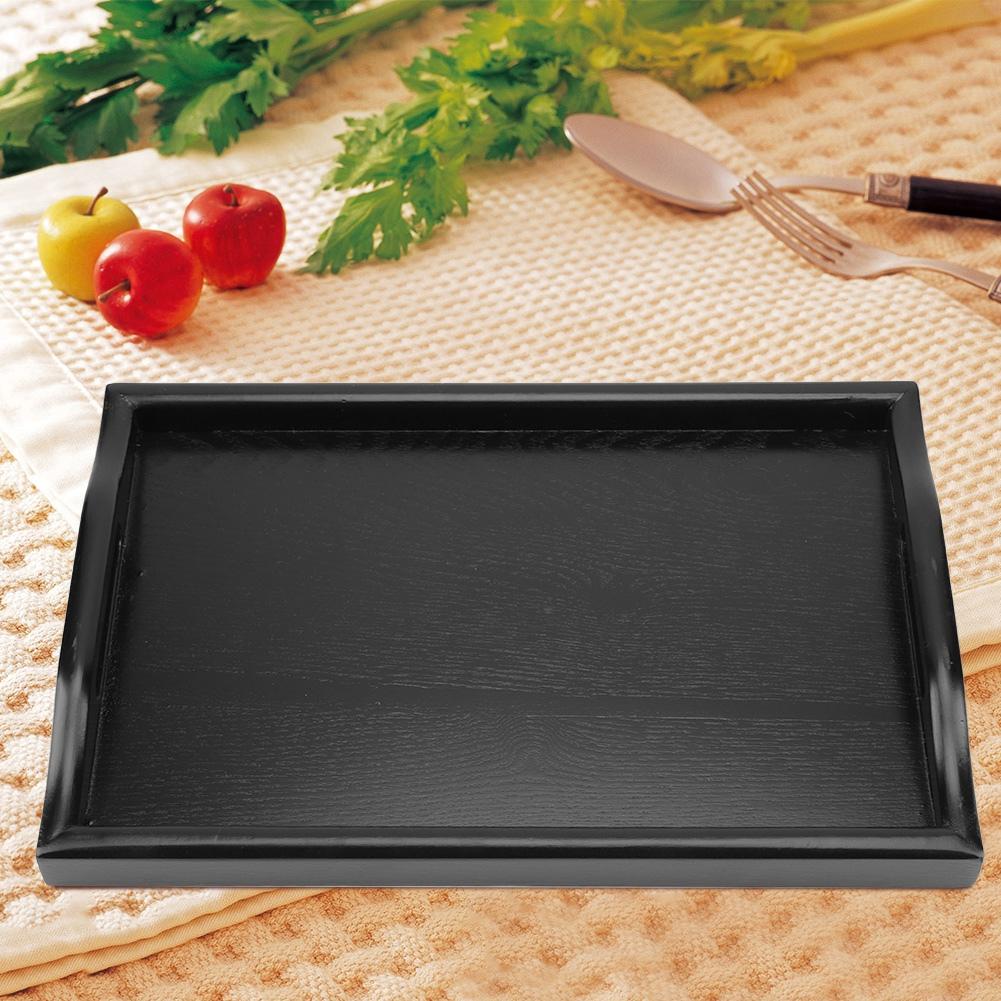 Portable Binaural Rectangle Shape   Wood Tea Coffee Food Serving Tray Plate (Light Color)