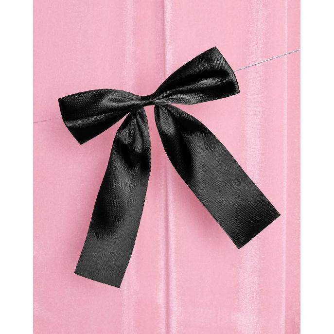 Xo, Fetti Happy Birthday Banner, Black Glitter + Satin Bows - 5.5 Ft. | Birthday Decorations, Coquette Bday Decor, 30th Party Sign, 21st Photo Booth