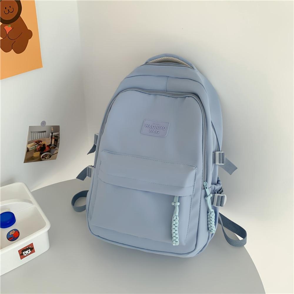 Zaino Portatile Colore Fresco Solido Grande Capacità Nylon Zaino Scolastico per Studenti Stile Coreano Borsa portaoggetti Borsa a Spalla Adolescente