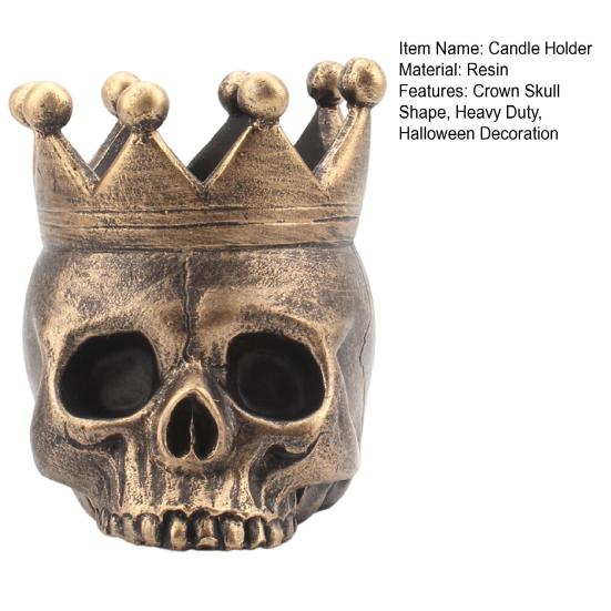 Halloween Crown Skull Candle Holder Votive Tealight Candle Stand Living Room Bathroom Candlestick Decoration Table Centerpiece Ornament