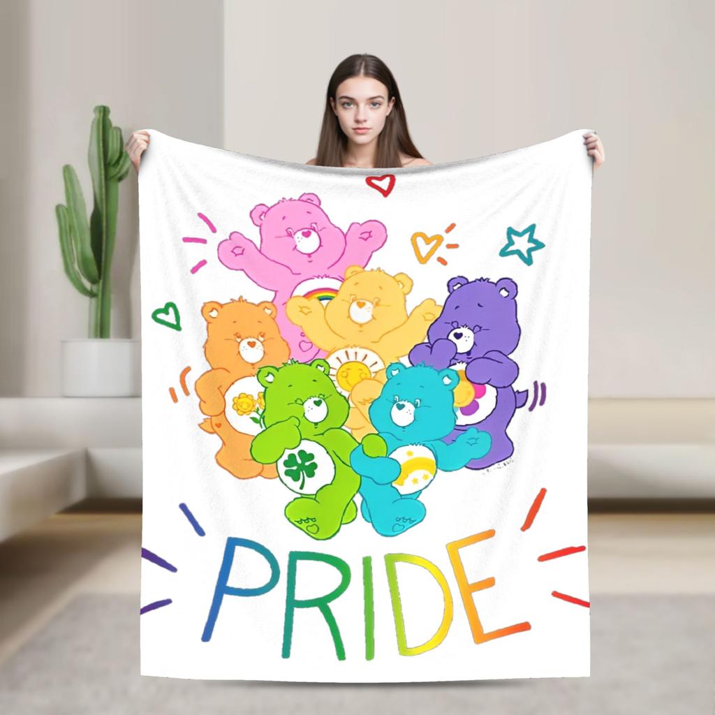 Pile Collage Of Care Bears And Cousins Blanket Flannel  Soft Throw Blankets for Outdoor Travel Bedspread