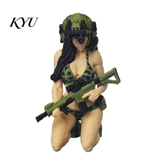 Tactical Gear Models 3D Printed Beauty Desktop Ornament, Mini Soldier Figurine, Office Desk Decorations Female Figurine with Military Design,