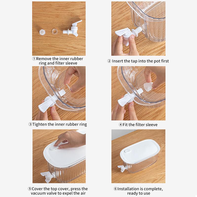 Cold Water Bottle Tea Pots Dispenser Jug Fountain with Faucet Kettle Juice Pitcher Pot for Drink Drinkware Plastic Fridge Can