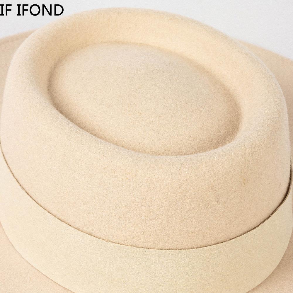 New Winter Warm Wool Fedora Hat  For Women 10CM Wide Brim Ladies Eelegant Wedding Hat Luxury Designer Church Hats