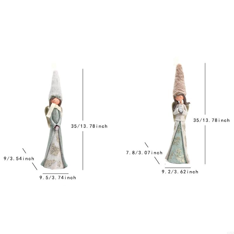 62KD Girl Statue with Plush Long Hat Outdoor Garden Sculpture Home Bedroom Decors Praying Girl Resins Figurine Religious Gift