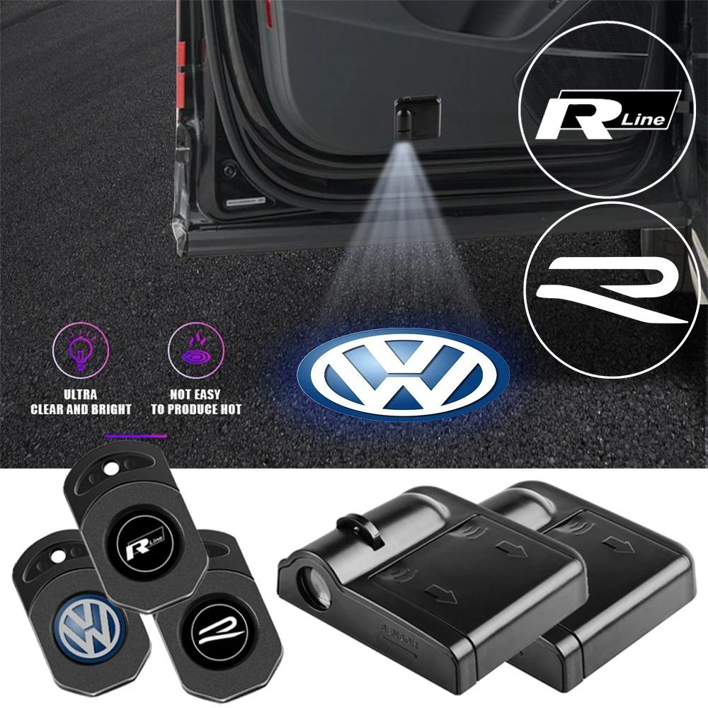 VW 1/2PCS HD Car Door Welcome Lights LED Wireless Projector Lamps For Volkswagen Vw Tiguan Jetta Mk6 Scirocco Polo 6R Touran Passat EO1