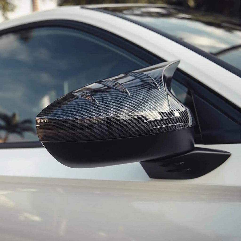 2pcs Carbon Fiber Pattern Rearview Side Mirror Cover Cap Cover Protector Molding Trims Decoration For Honda Civic 11th Gen 2022