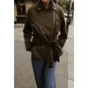 Fall New Women's Clothing Fashion Wind Loose Zip Suede Effect Motorcycle Jacket 3046284