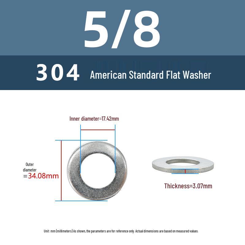 Yigu American 304 Stainless Steel Enlarged Thickened Washer 7/8" Hardware Screw Flat Round Piece