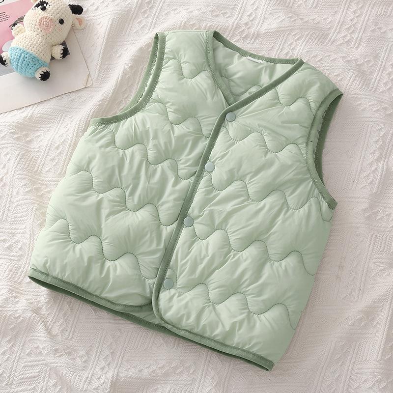 Children's Down Cotton Vest Boys' and Girls' Thick Autumn and Winter Warm Shoulder Medium and Young Children's Solid Color Vest Jacket