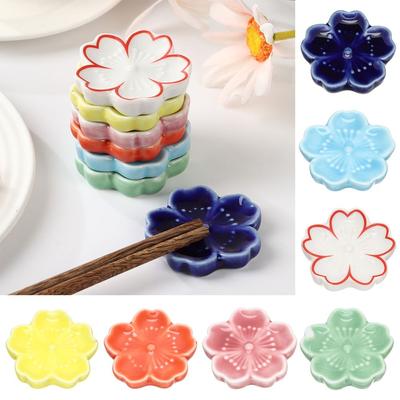 New Kitchen Tableware Ceramic Chopsticks Holder Sakura Blossoms Colorful