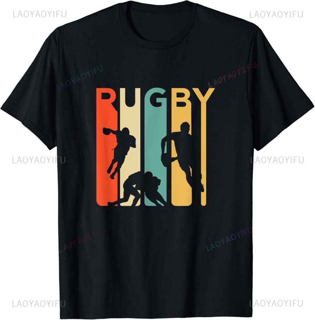 Vintage Rugby Player Sports Retro Men Boys Soccer T-Shirt Cute Print Cartoon TShirt Men Women Fashion Tee Creativity Short-sleev