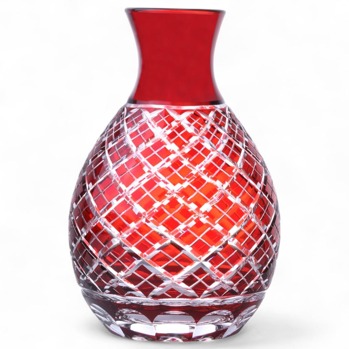 

Mizukage Kiriko Tokkuri 280cc Diamond Pattern Red Current Model J-kitchens (Sake Bottle) 38xH125mm