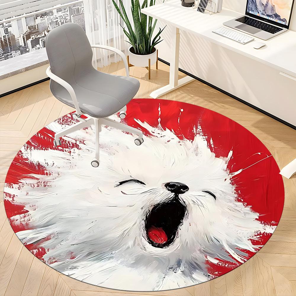 1PC Puppy Love Office Round Area Rug,  Mat Suitable ForOffice, Under Office Chairs Bedroom Living Room Home Decor, Room Deco