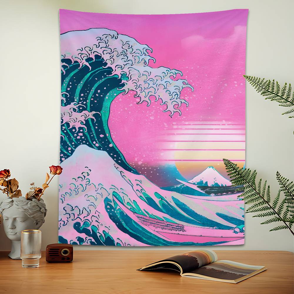 Druck Die große Welle vor Kanagawa Wandteppich Hängend Schlafsaalzimmer Tagesdecke Decke Kinderzimmer Party Heimdekoration Geschenk