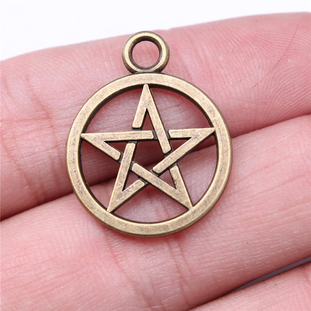 10pcs Charms Witch Star Pentagram Tibetan Bronze Silver Color Pendants Antique Jewelry Making DIY Handmade Craft Pendant