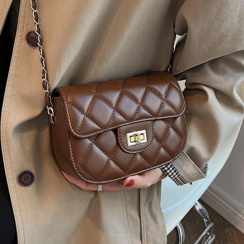 High-end Small Bag Women's New Trendy Fashion Shoulder Bag Texture Diamond Chain Messenger Bag