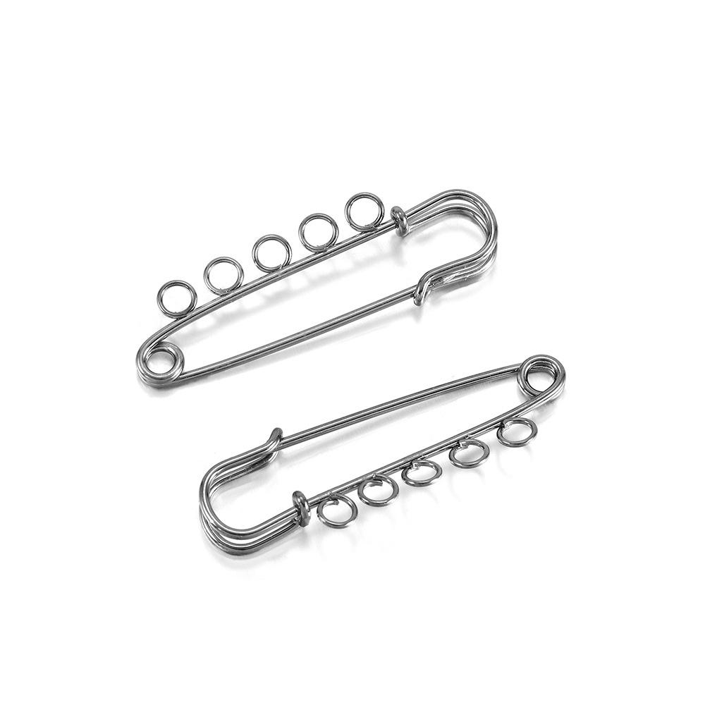 

Украшения ручной работы: Большая металлическая брошь-подвеска в виде безопасной булавки с нерегулярным дизайном для одежды 50mm 3 loops/10pcs