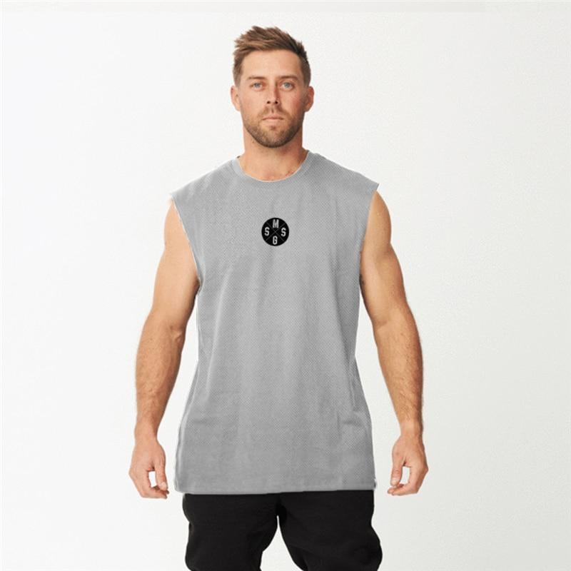 Muscleguys   Neues Herren Fitness Top Bedrucktes Shirt Sommer Sport T-Shirt  Schnelltrocknende Weste Laufen Bodybuilding