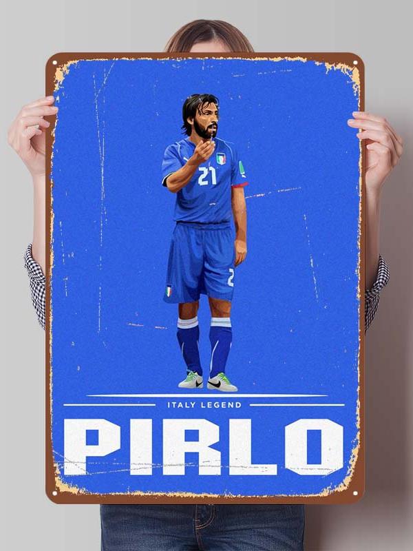 Andrea Pirlo Football Player Metal Posters Wall Art of Murals Custom Made Metal Tin Sign Plaque for Wall Decoration Retro Decor